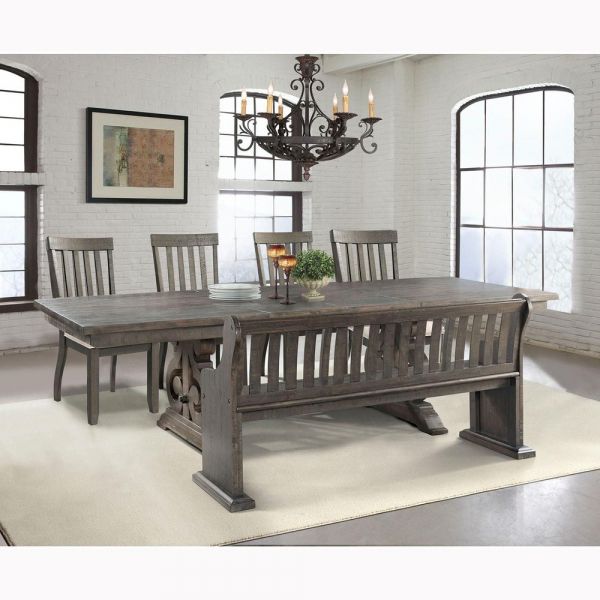 Stone Counter Height Dining Set in Charcoal Finish