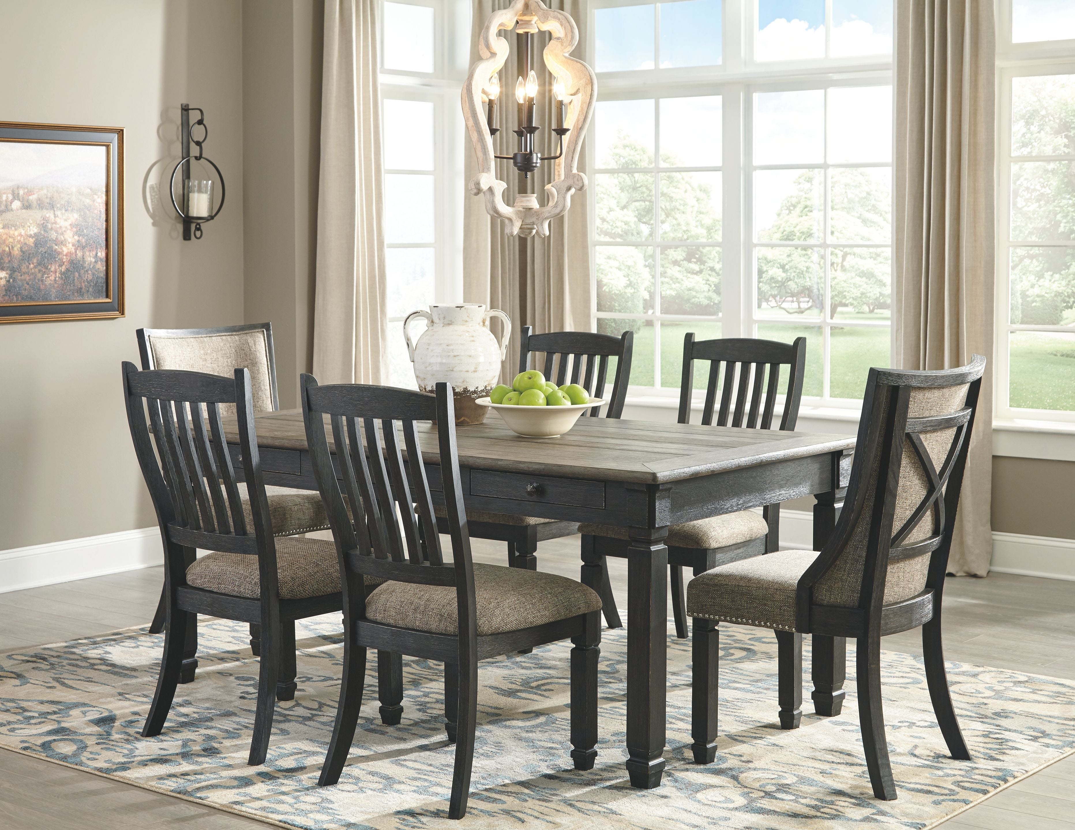 Tyler - Black / Grayish Brown - Dining Uph Side Chair (Set of 2) - Slatback