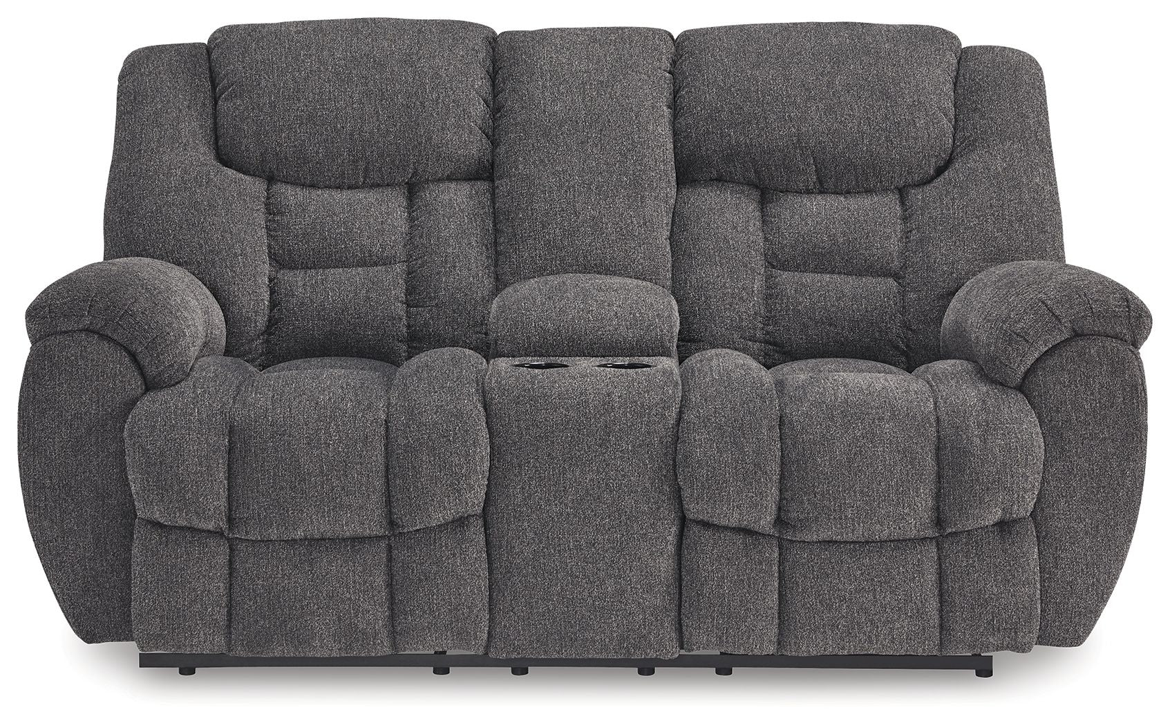 Foreside - Charcoal - Dbl Reclining Loveseat with Console