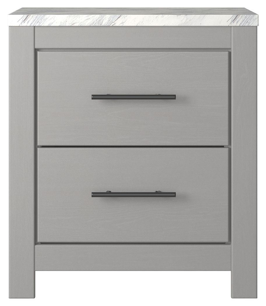 Cottonburg - Light Gray / White - Two Drawer Night Stand