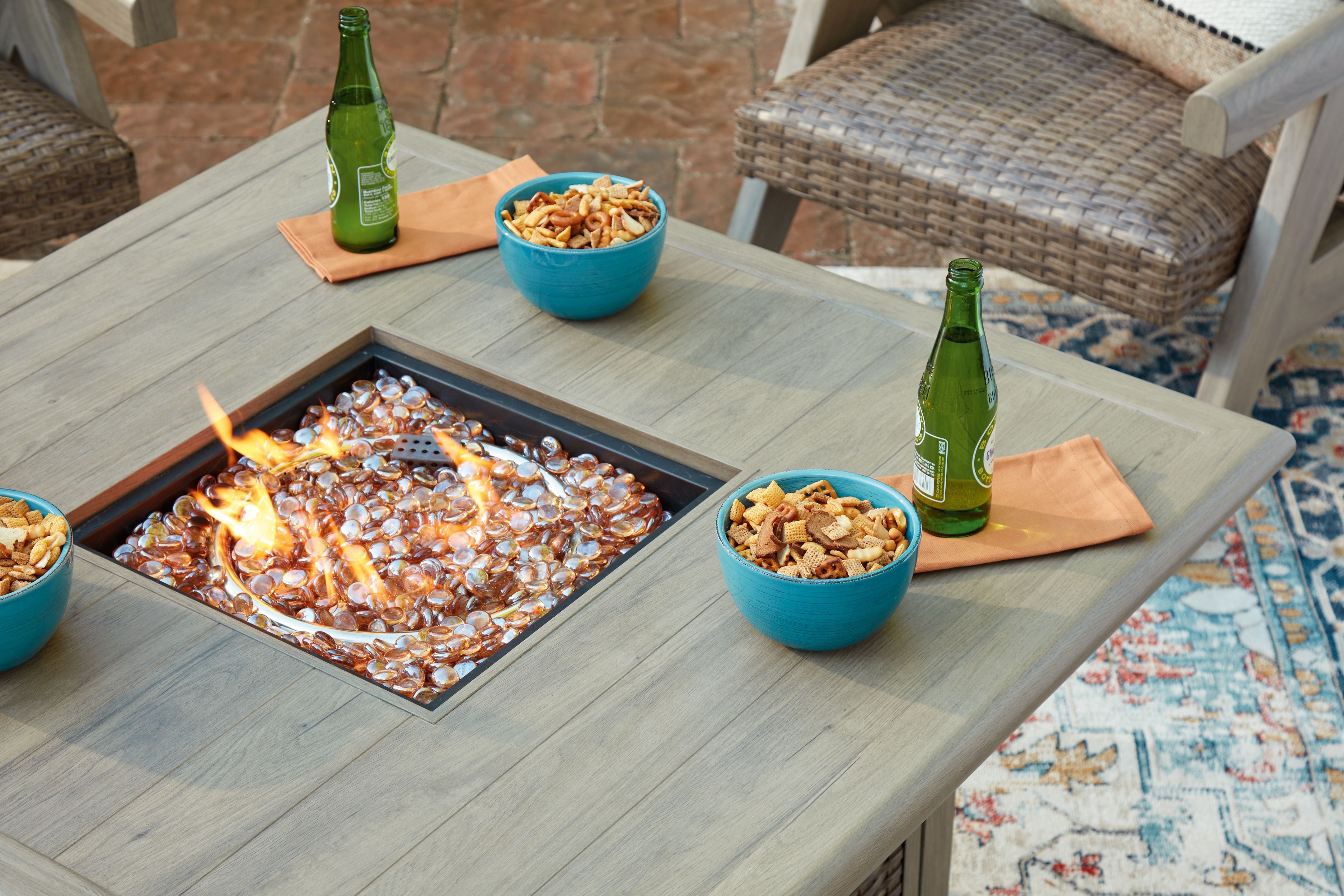 Cliff Trails - Beige - Square Fire Pit Table