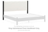 Cadmori - Black / White - King Upholstered Panel Headboard