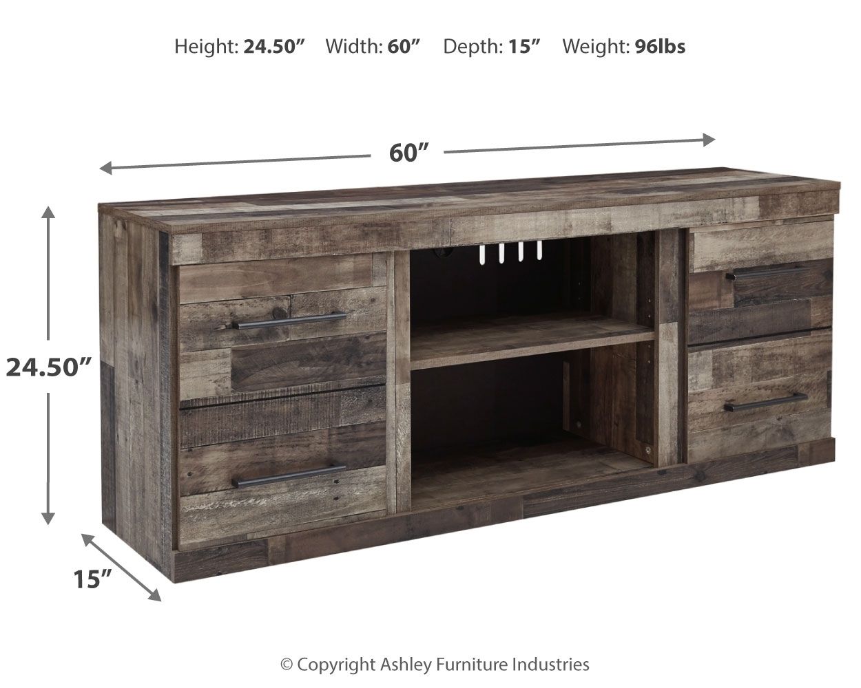 Derekson - Multi Gray - LG TV Stand w/Fireplace Option