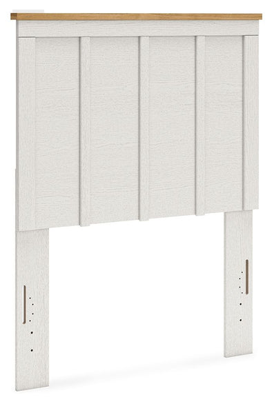 Linnocreek - White / Warm Brown - Twin Panel Headboard