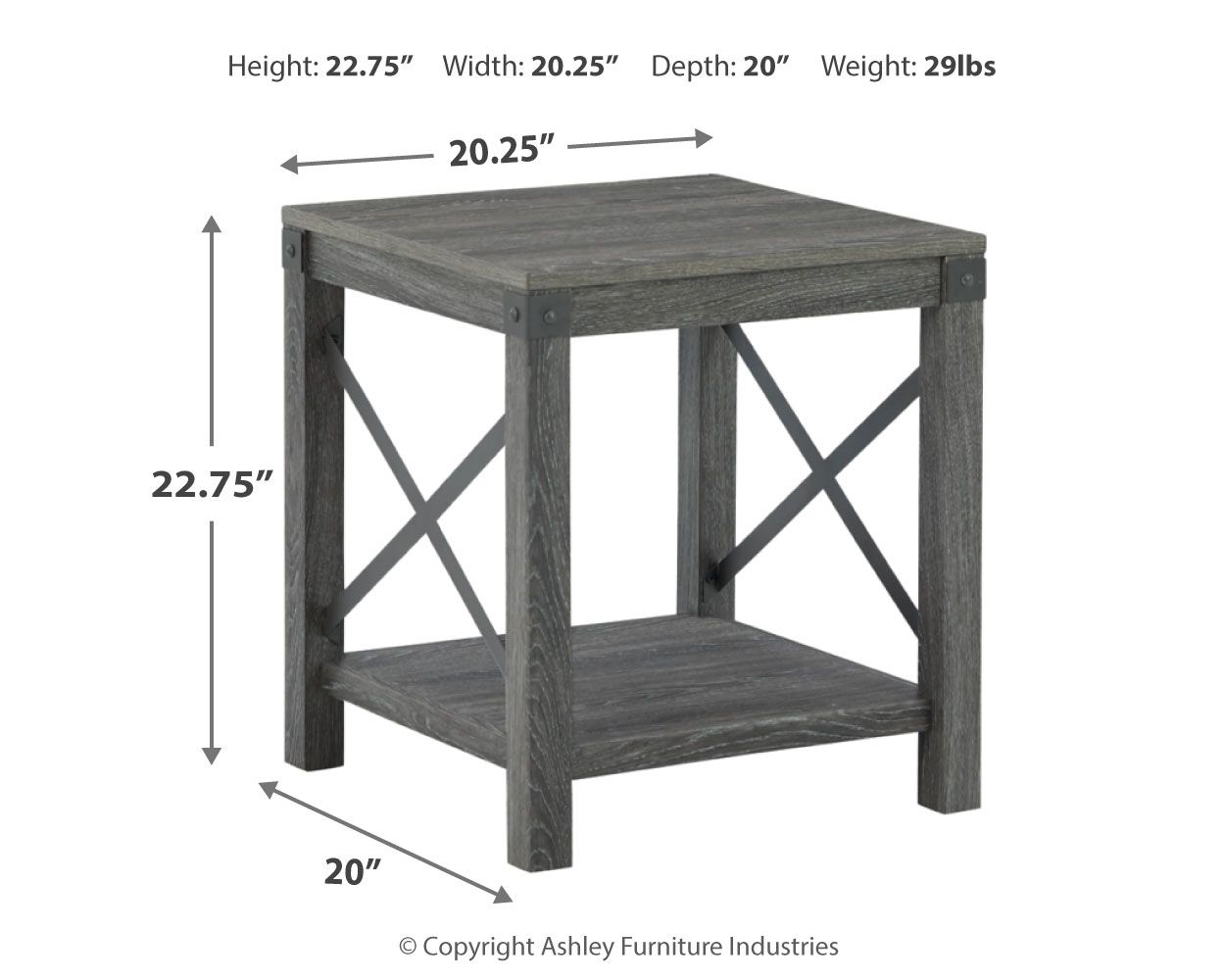 Freedan - Grayish Brown - Square End Table