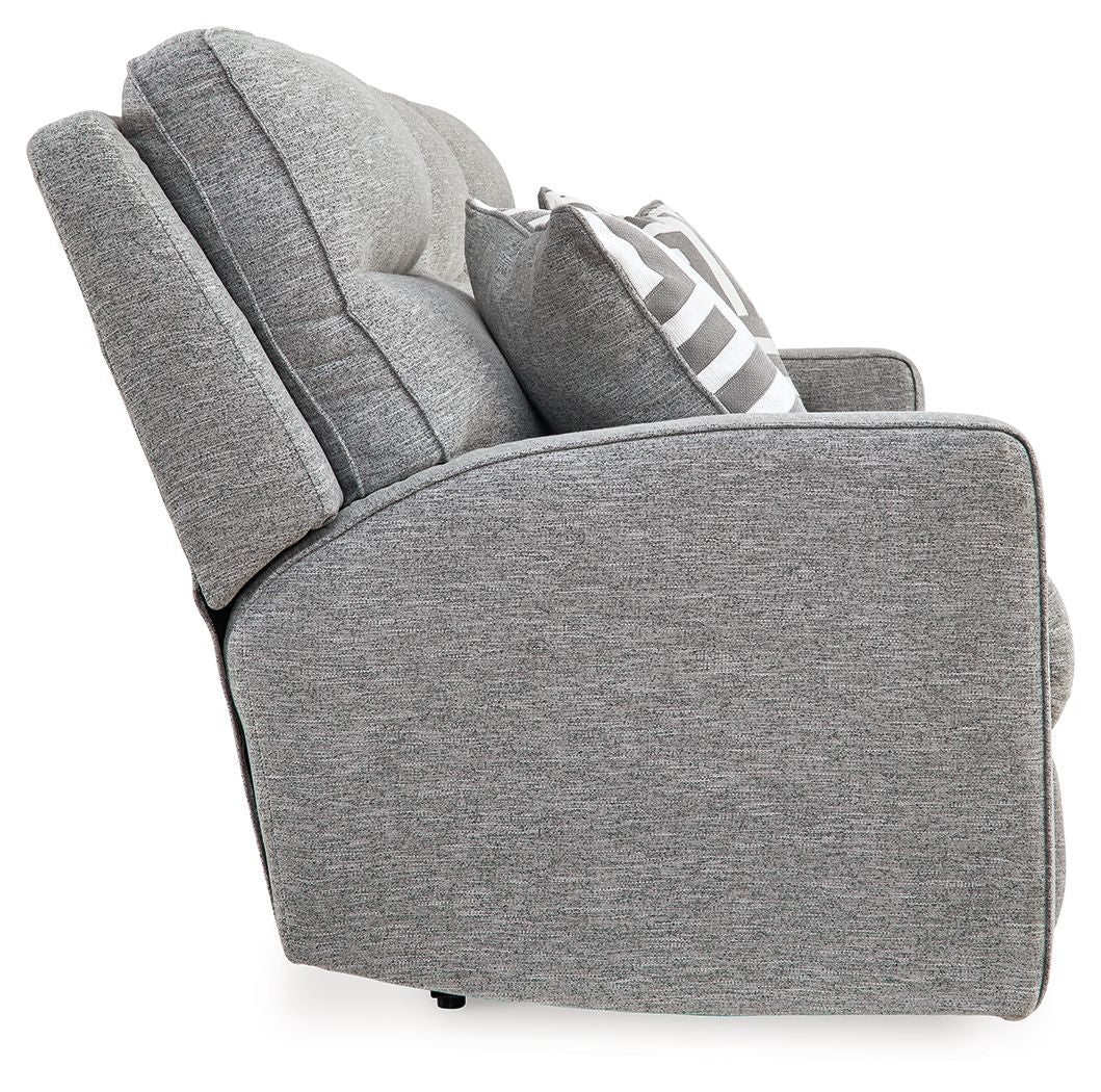 Biscoe - Pewter - Power Reclining Sofa With Adj Headrest