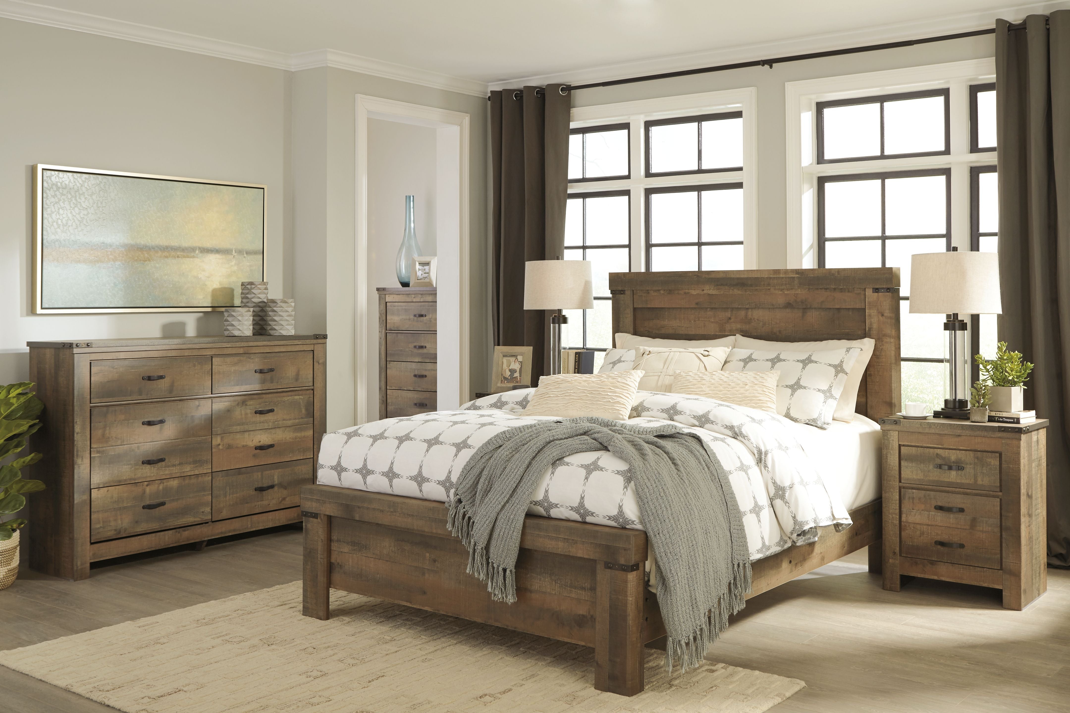 Trinell - Brown Dark - Six Drawer Dresser - 61.34" x 15.98" x 42.99"