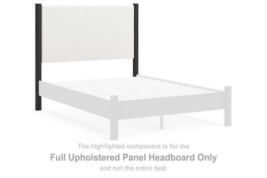 Cadmori - Black / White - Full Upholstered Panel Headboard