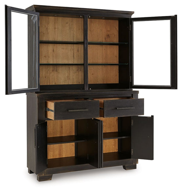 Galliden - Black / Brown - Dining Buffet And Hutch