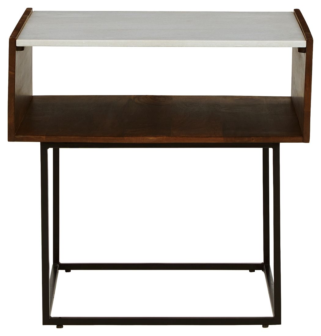 Rusitori - Brown / Beige / White - Rectangular End Table