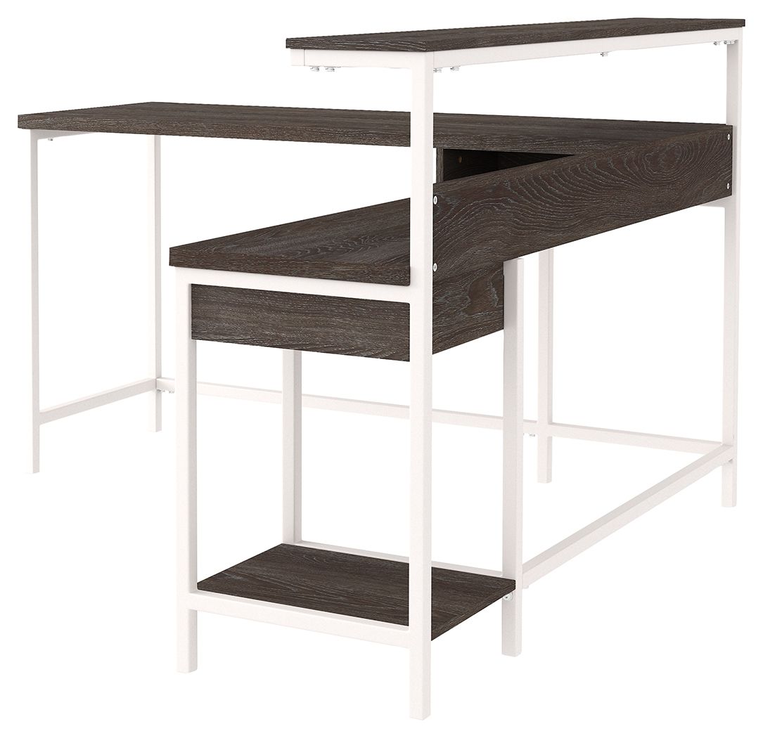 Dorrinson - White / Black / Gray - L-desk With Storage