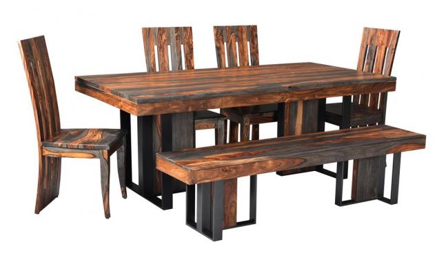 The Coast to Coast Accents Casual Dining 6 PIECE DINING SET SIERRA TRESTLE BROWN/GREY TABLE, 1 BENCH, 4 CHAIRS is available in the Lynnwood, WA area from Anna's Home Furnishings.