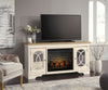 Realyn - Chipped White - 2 Pc. - 74" TV Stand With Electric Infrared Fireplace Insert