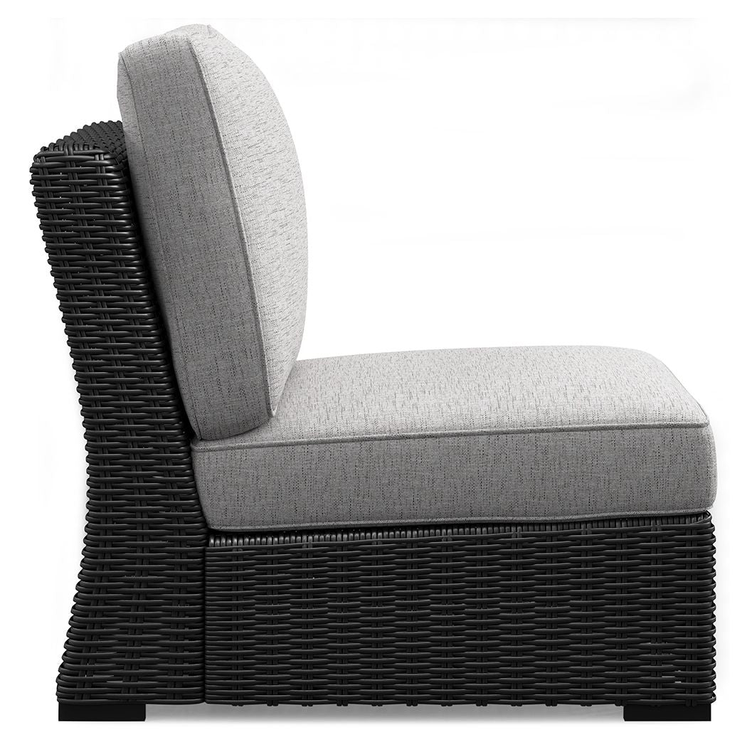 Beachcroft - Black / Light Gray - Armless Chair With Cushion