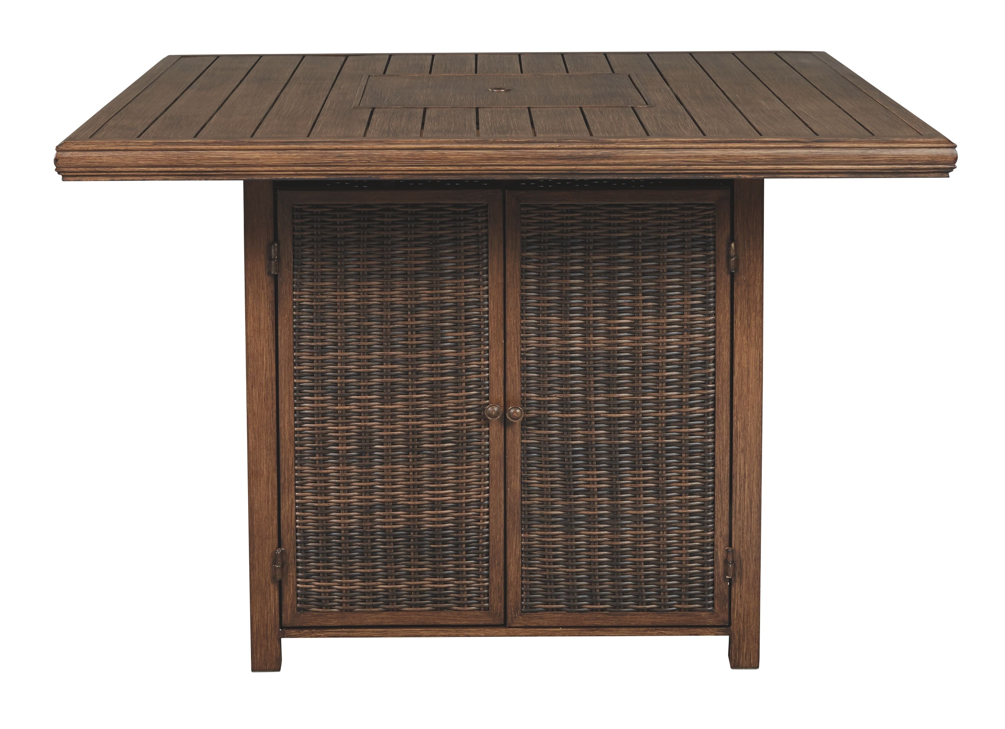 Paradise - Medium Brown - Square Bar Table w/Fire Pit