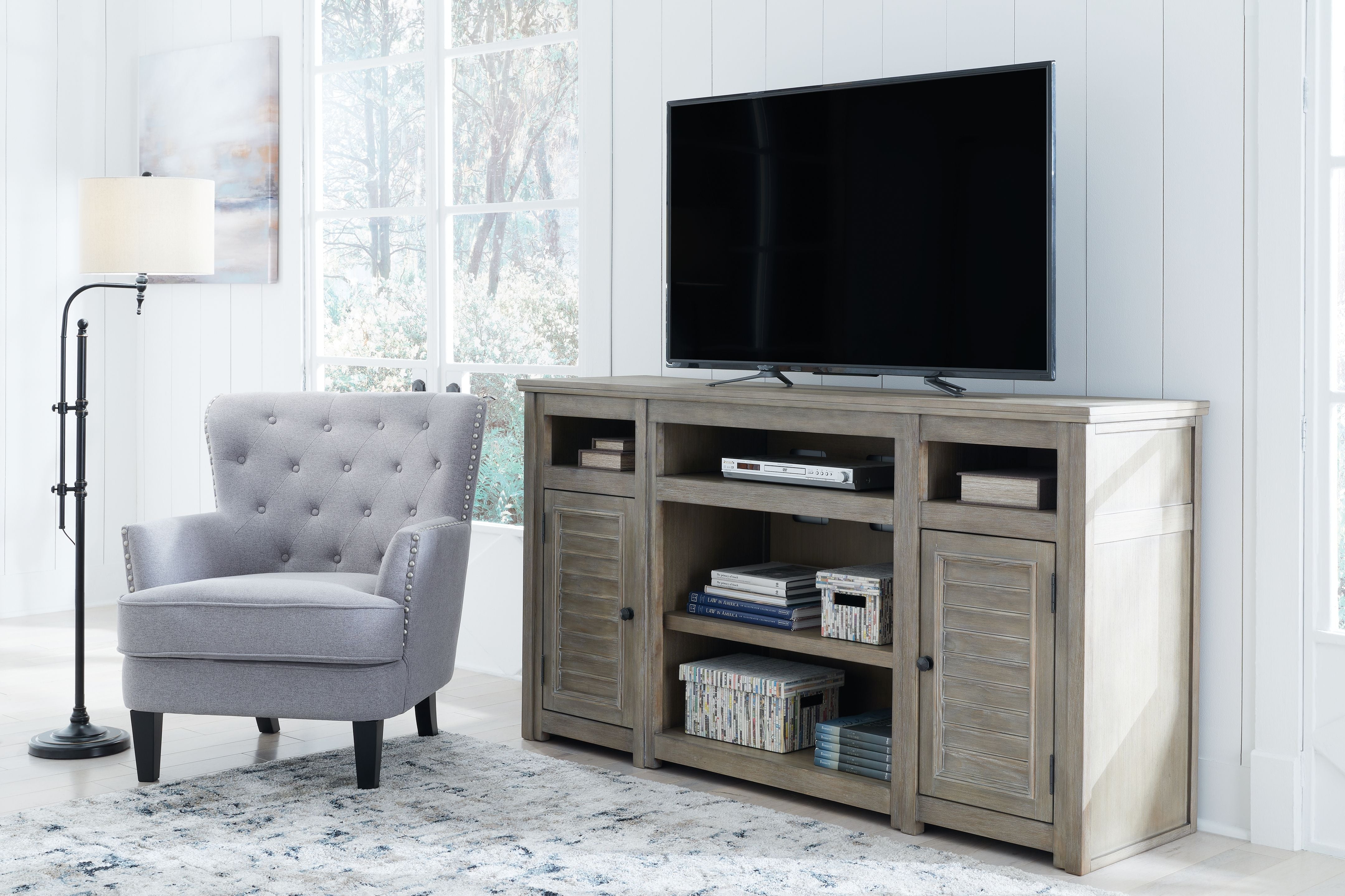 Moreshire - Bisque - 72" TV Stand W/Fireplace Option