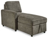 Kerle - Charcoal - Chaise With Storage