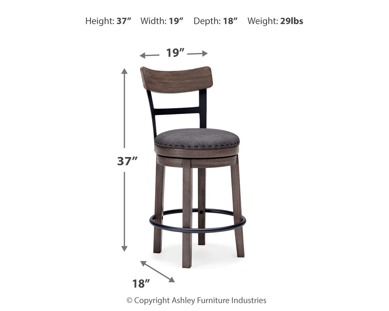 Caitbrook - Gray - Uph Swivel Barstool