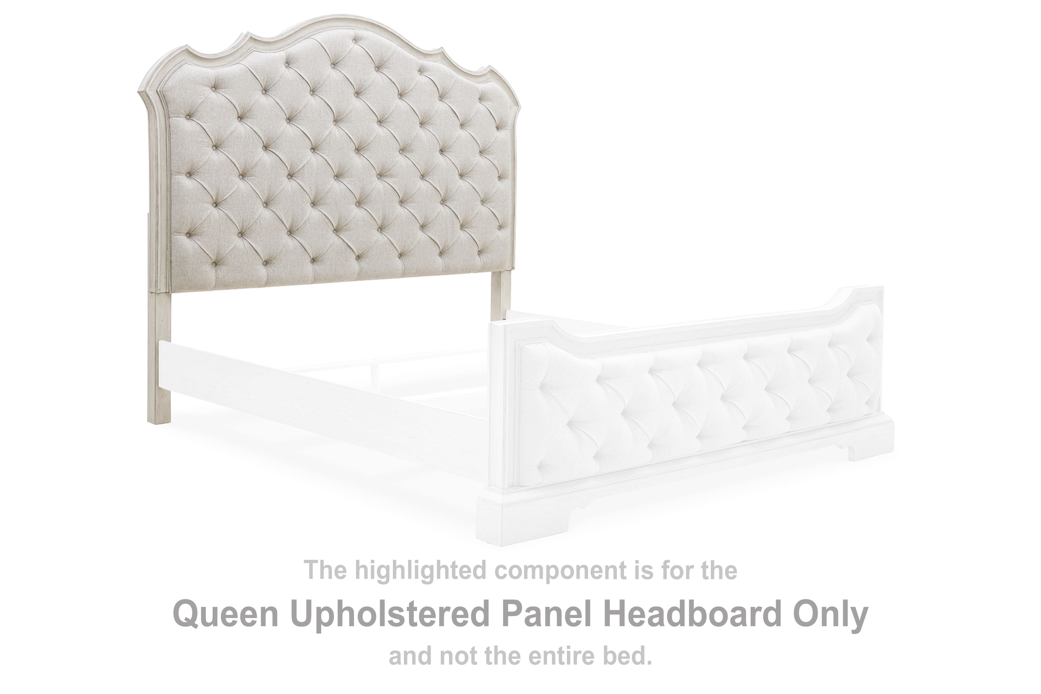 Arlendyne - Antique White - Queen Upholstered Panel Headboard