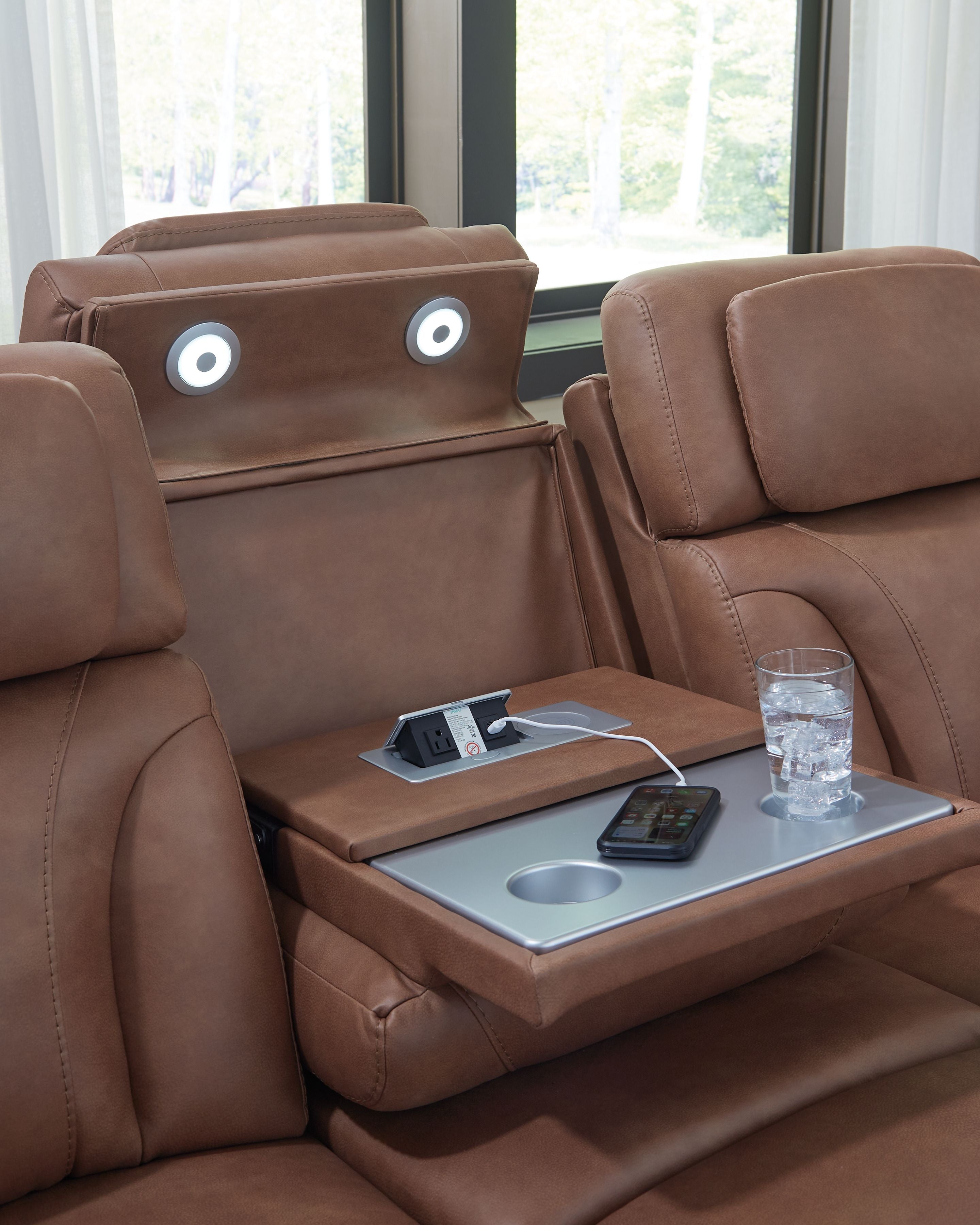 Clean-Slate - Caramel - Power Reclining Sofa / Adj Headrest