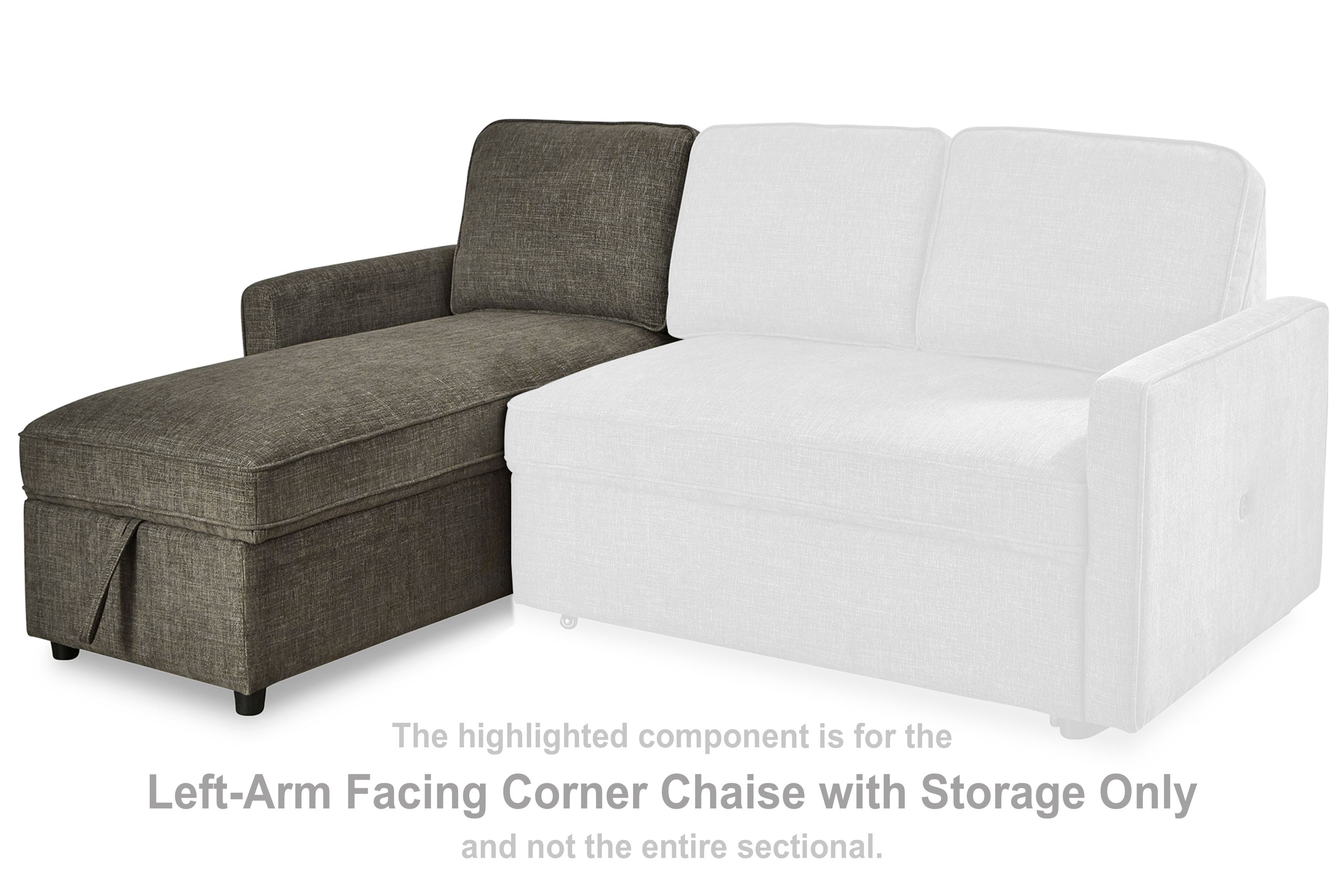 Kerle - Charcoal - Chaise With Storage