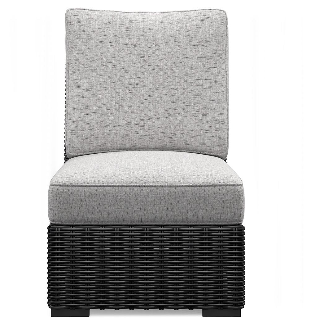 Beachcroft - Black / Light Gray - Armless Chair With Cushion