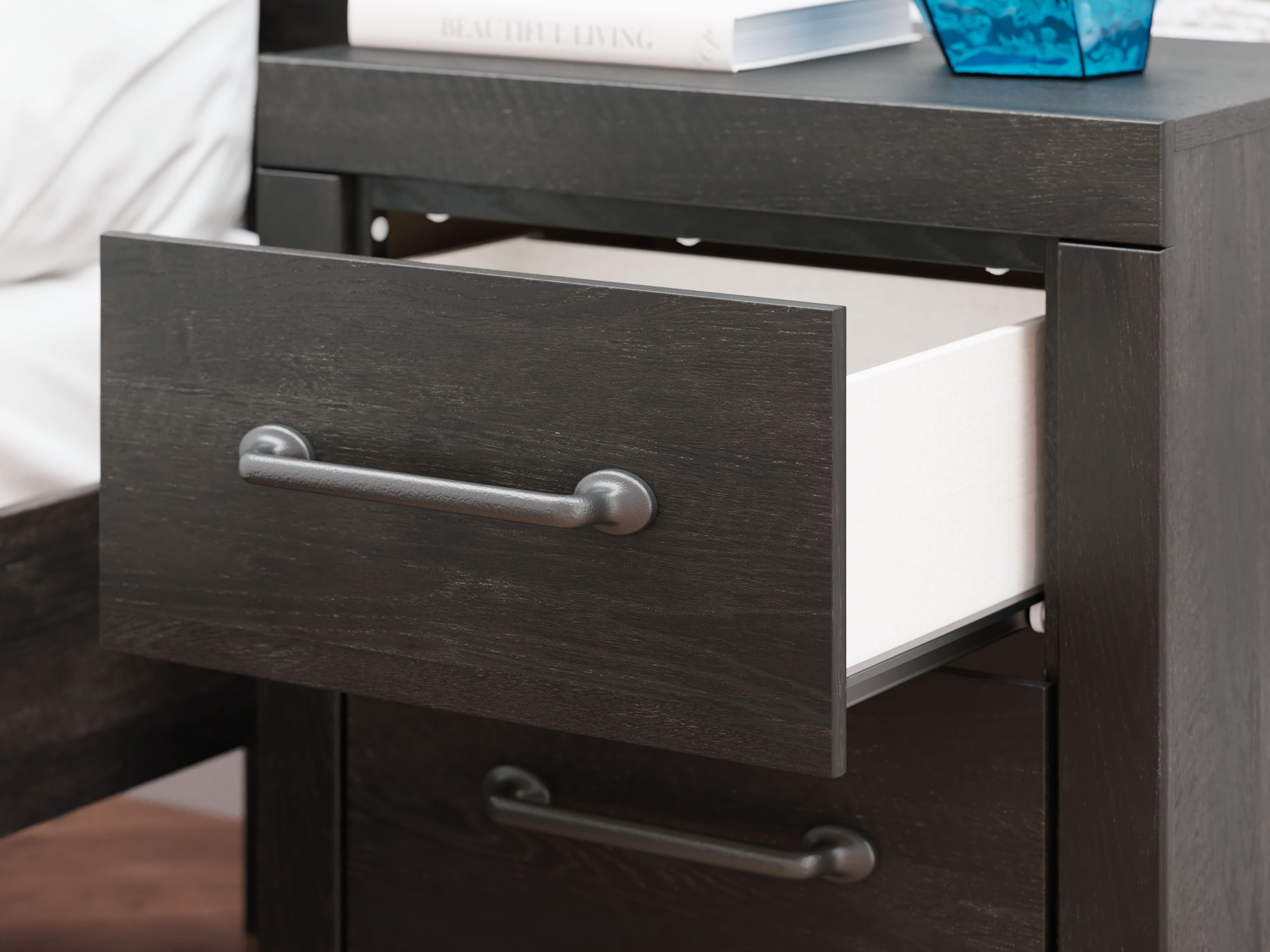 Hollivern - Dark Gray - Two Drawer Night Stand