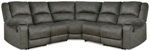 Benlocke - Flannel - 5-Piece Reclining Sectional With Armless Recliner