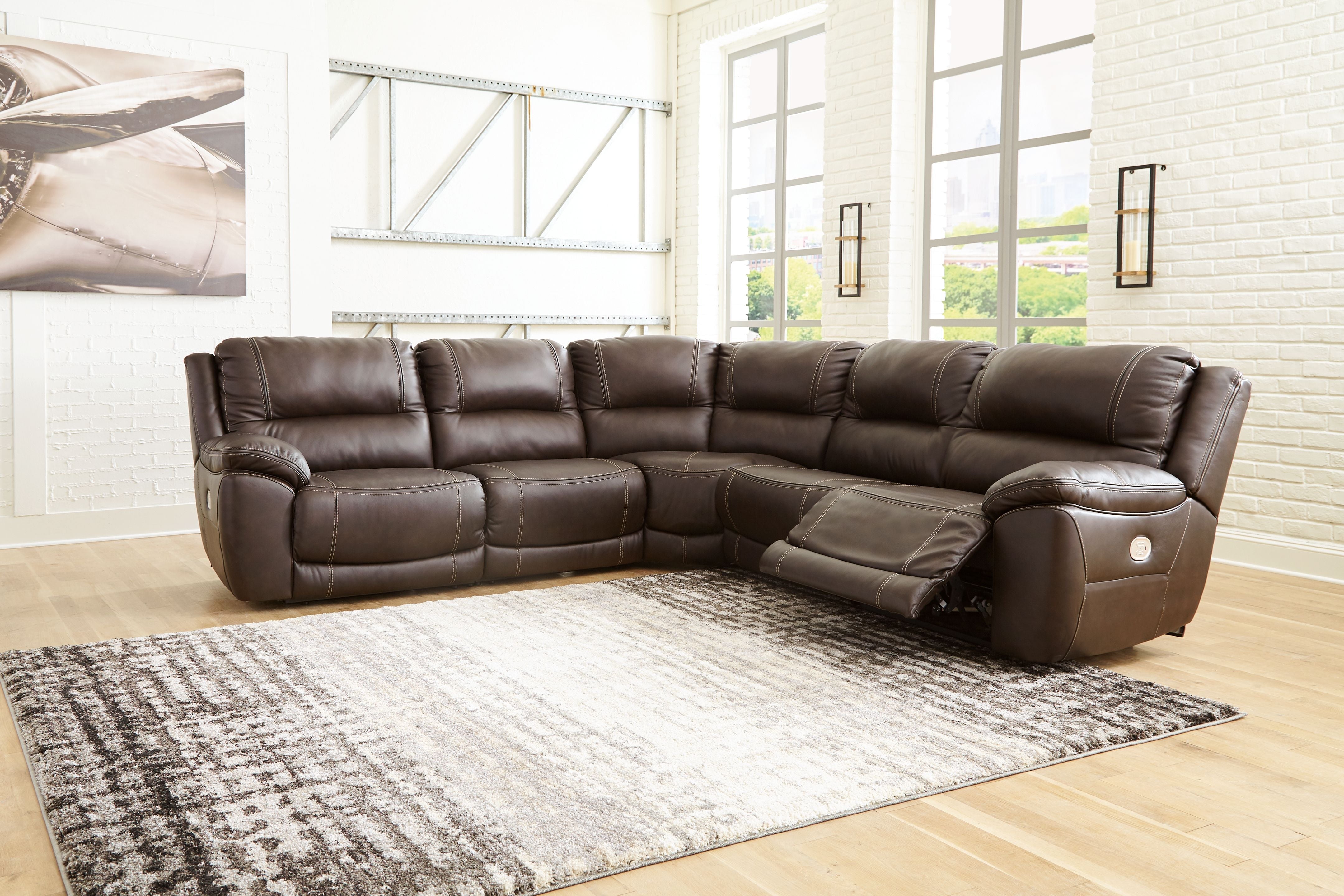 Dunleith - Chocolate - 5-Piece Power Reclining Sectional