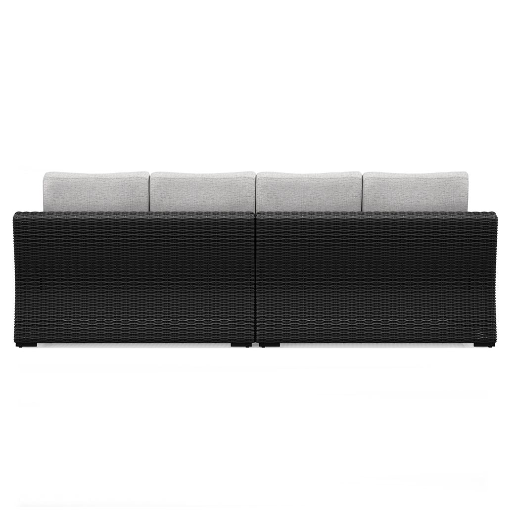 Beachcroft - Black / Light Gray - 2-Piece Outdoor Loveseat with Cushion