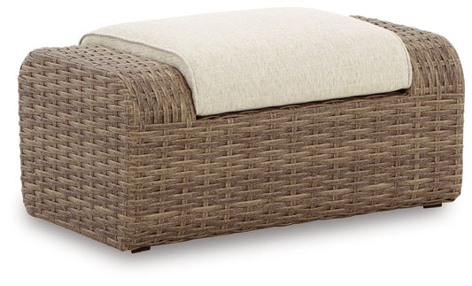 Sandy Bloom - Beige - Ottoman With Cushion