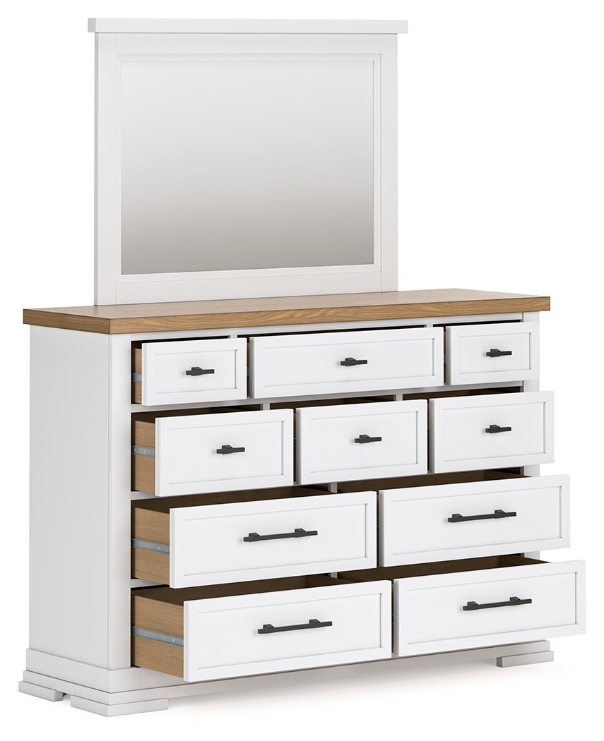 Ashbryn - White / Natural - Dresser And Mirror