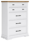 Ashbryn - White / Natural - Five Drawer Chest