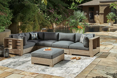 Citrine Park - Brown - 6 Pc. - 5-Piece Outdoor Sectional With Ottoman