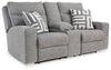 Biscoe - Pewter - Power Reclining Loveseat With Console /Adj Headrest
