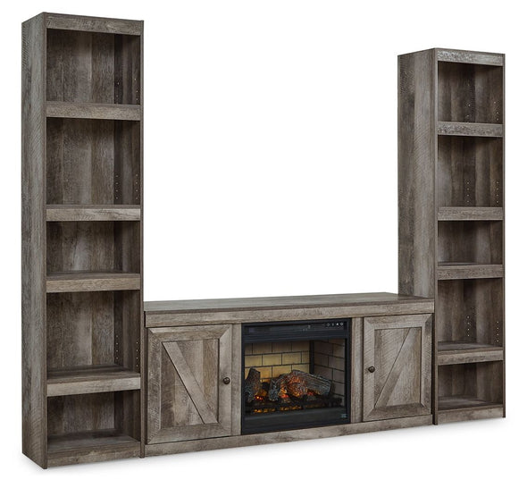Wynnlow - Gray - 3-Piece Entertainment Center With Electric Fireplace