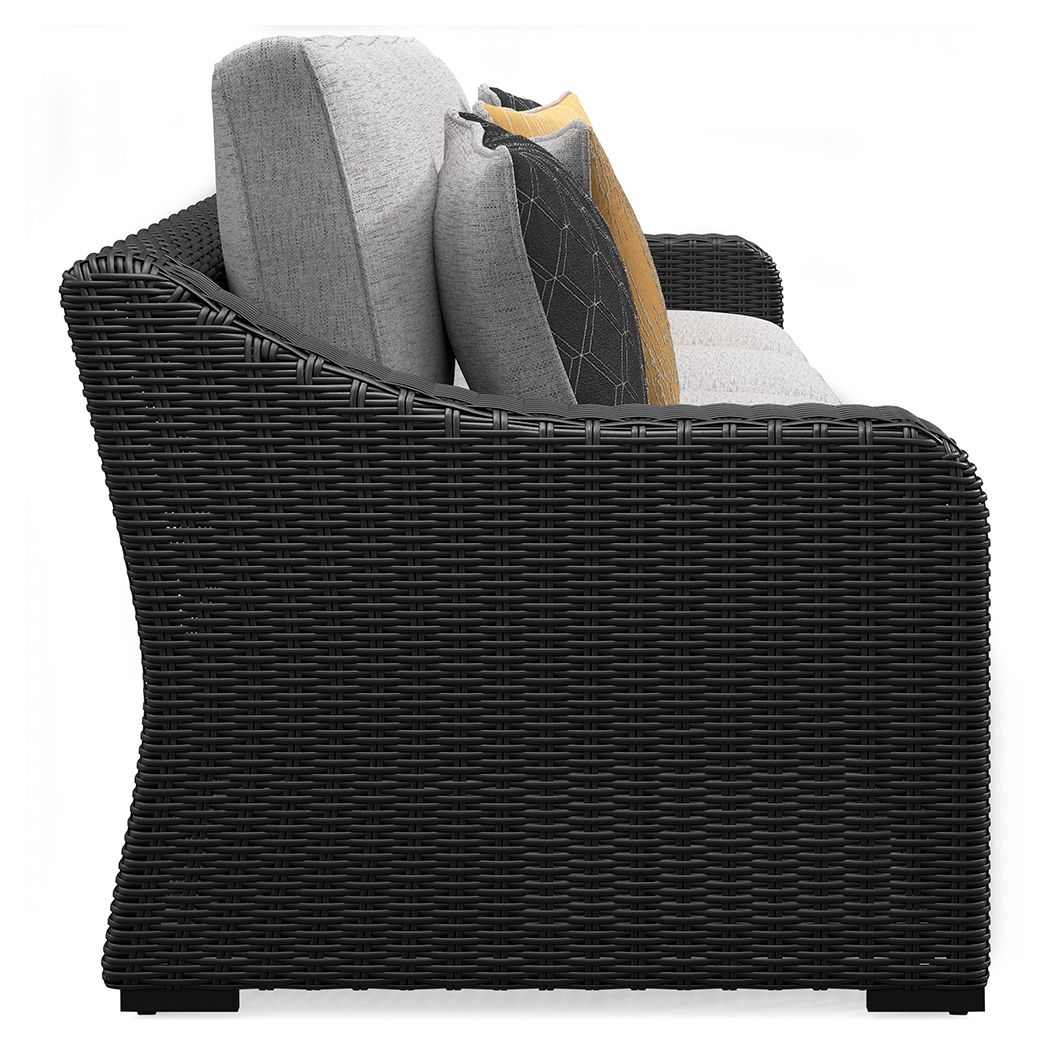 Beachcroft - Black / Light Gray - 2-Piece Outdoor Loveseat with Cushion