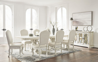 Arlendyne - Antique White - 11 Pc. - Dining Table, 8 Side Chairs, Server