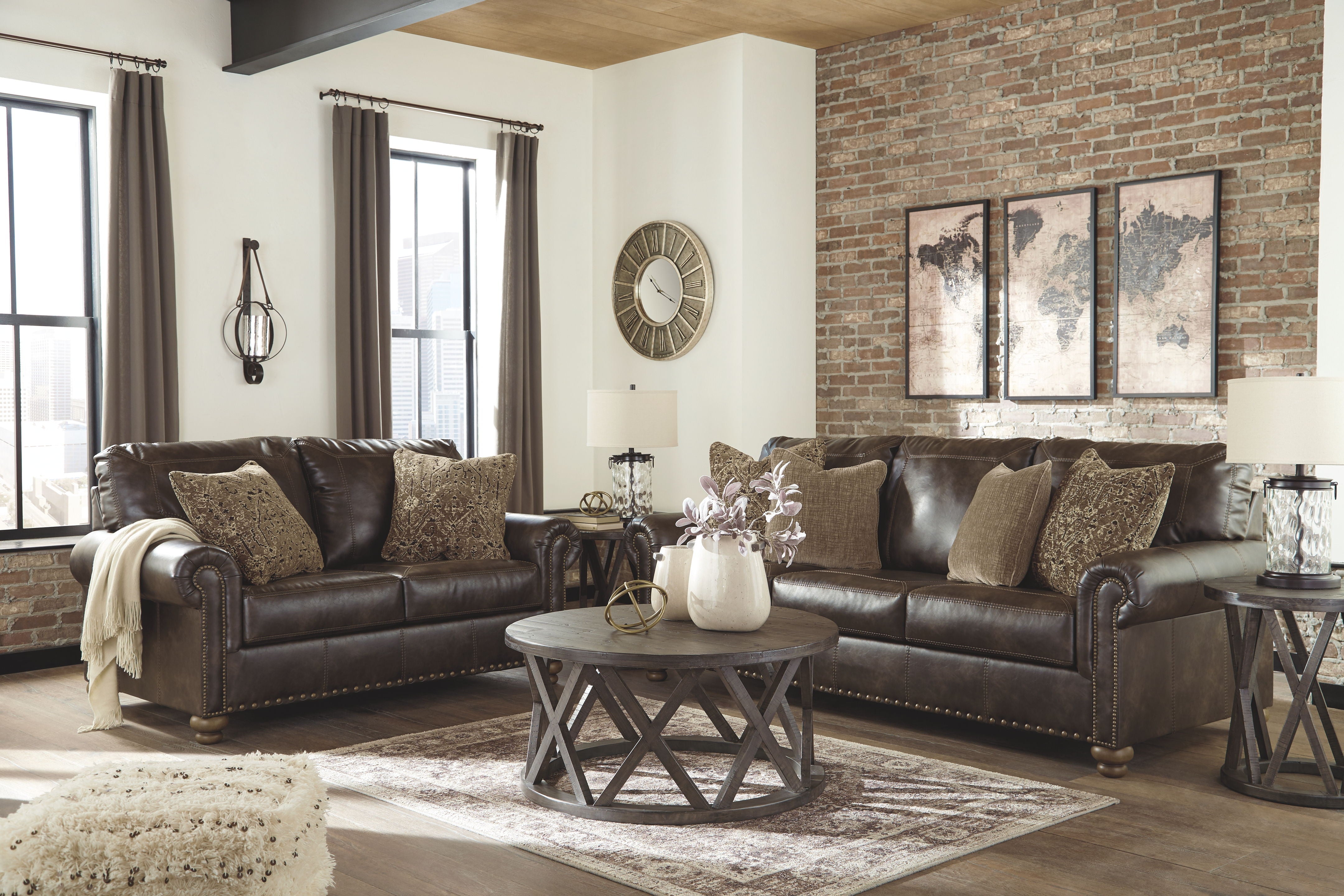 Nicorvo - Coffee - 2 Pc. - Sofa, Loveseat