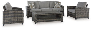 Oasis Court - Gray - Sofa, Chairs, Table Set (Set of 4)