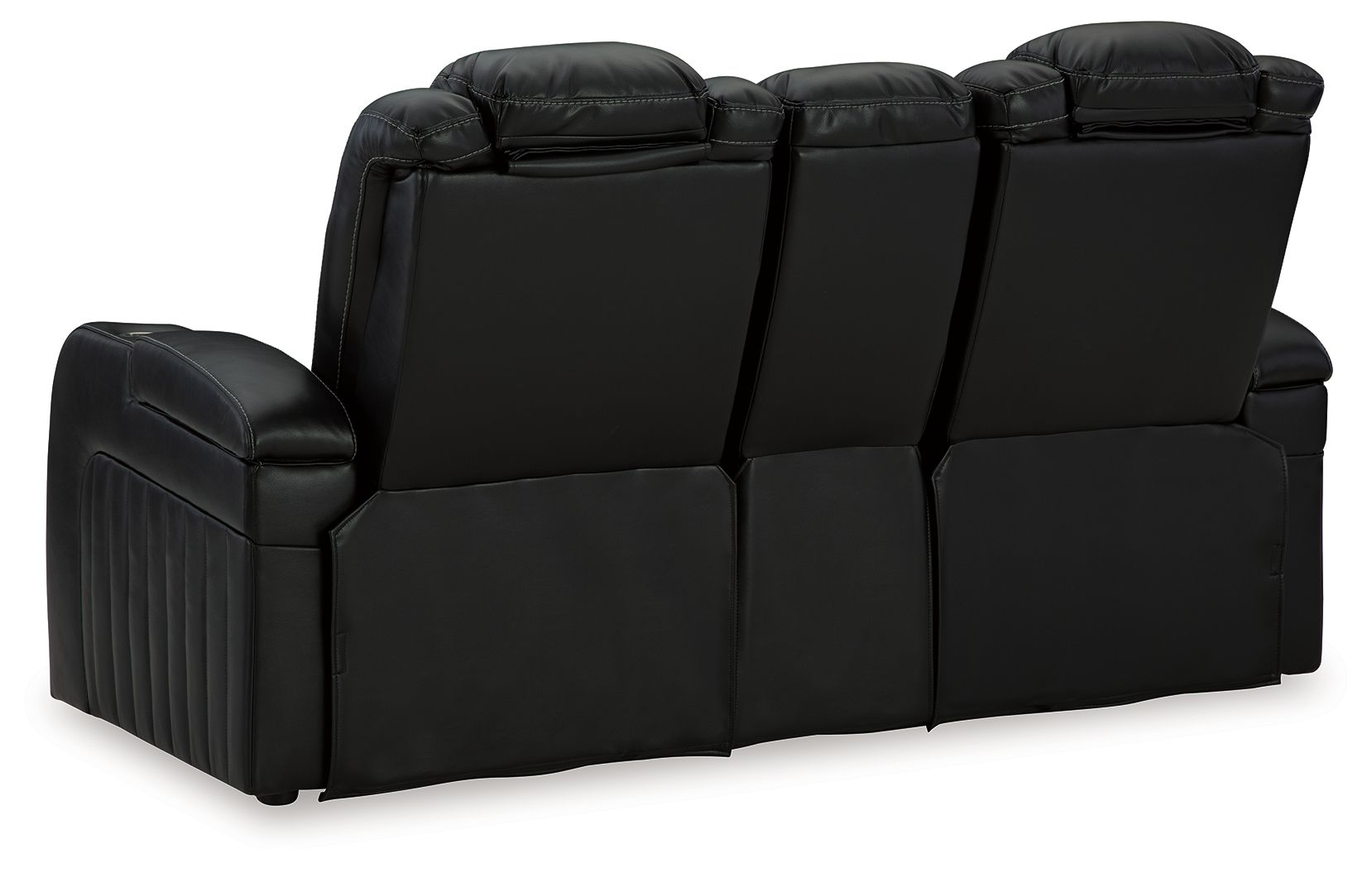 Caveman Den - Midnight - Power Reclining Loveseat with Console/ Adj Hdrst