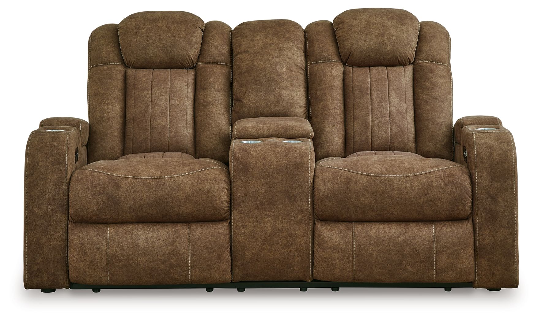 Wolfridge - Brindle - Power Reclining Loveseat With Console /Adj Hdrst