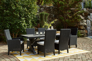 Beachcroft - Black / Light Gray - 7 Pc. - Outdoor Dining Table, 4 Side Chairs, 2 Arm Chairs