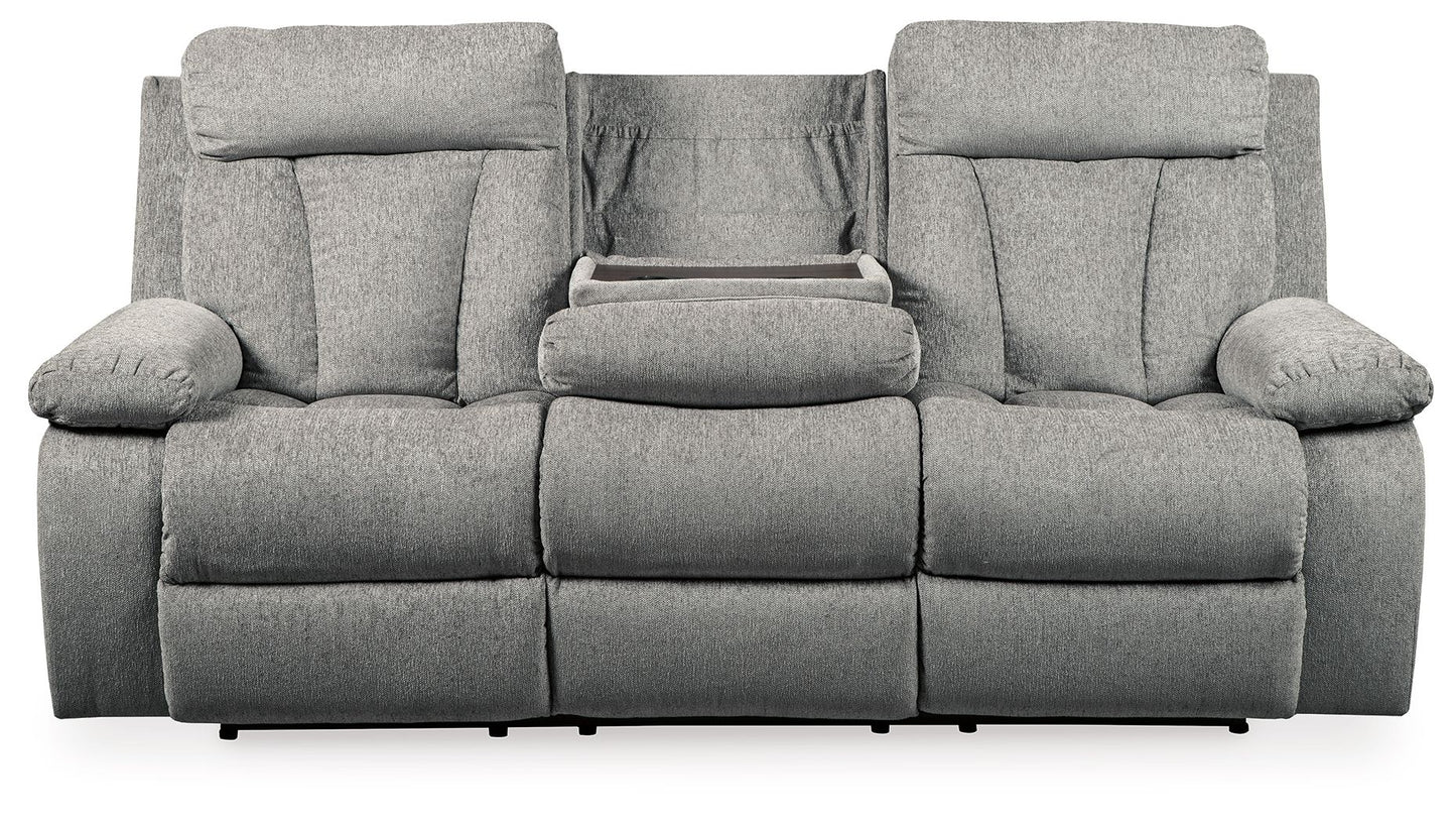 Mitchiner - Fog - Rec Sofa W/Drop Down Table