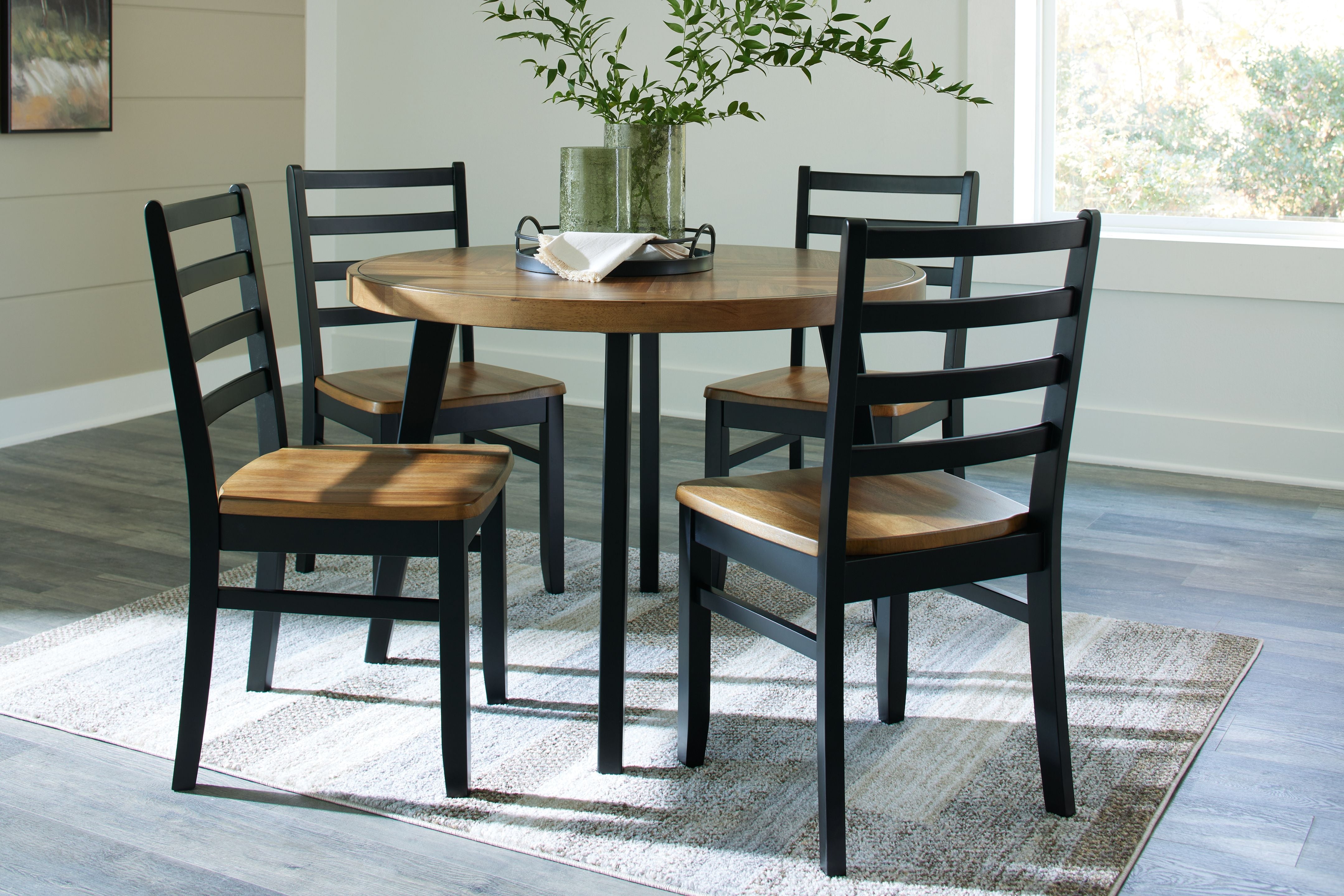 Blondon - Brown / Black - Dining Table and 4 Chairs (Set of 5)