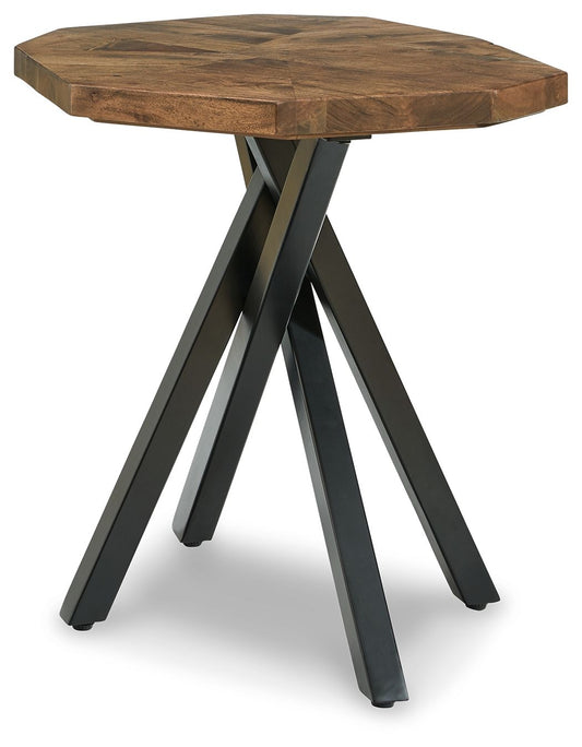 Haileeton - Brown / Black - Round End Table