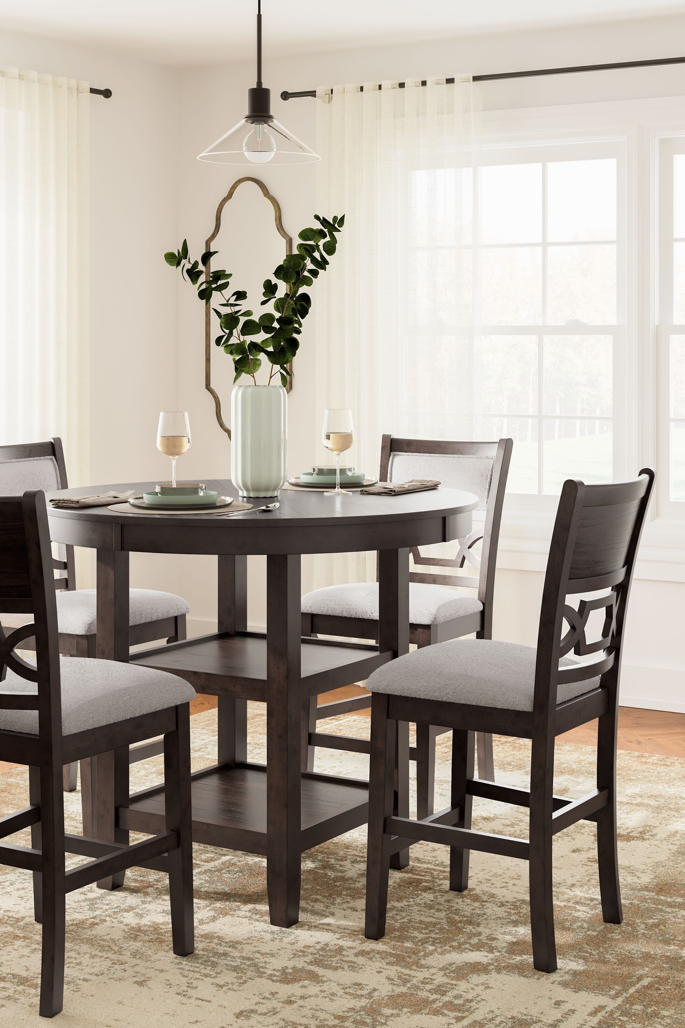 Langwest - Brown - Dining Room Counter Table Set (Set of 5)