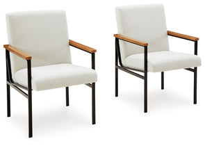 Dressonni - Brown - Dining Upholstered Arm Chair (Set of 2)