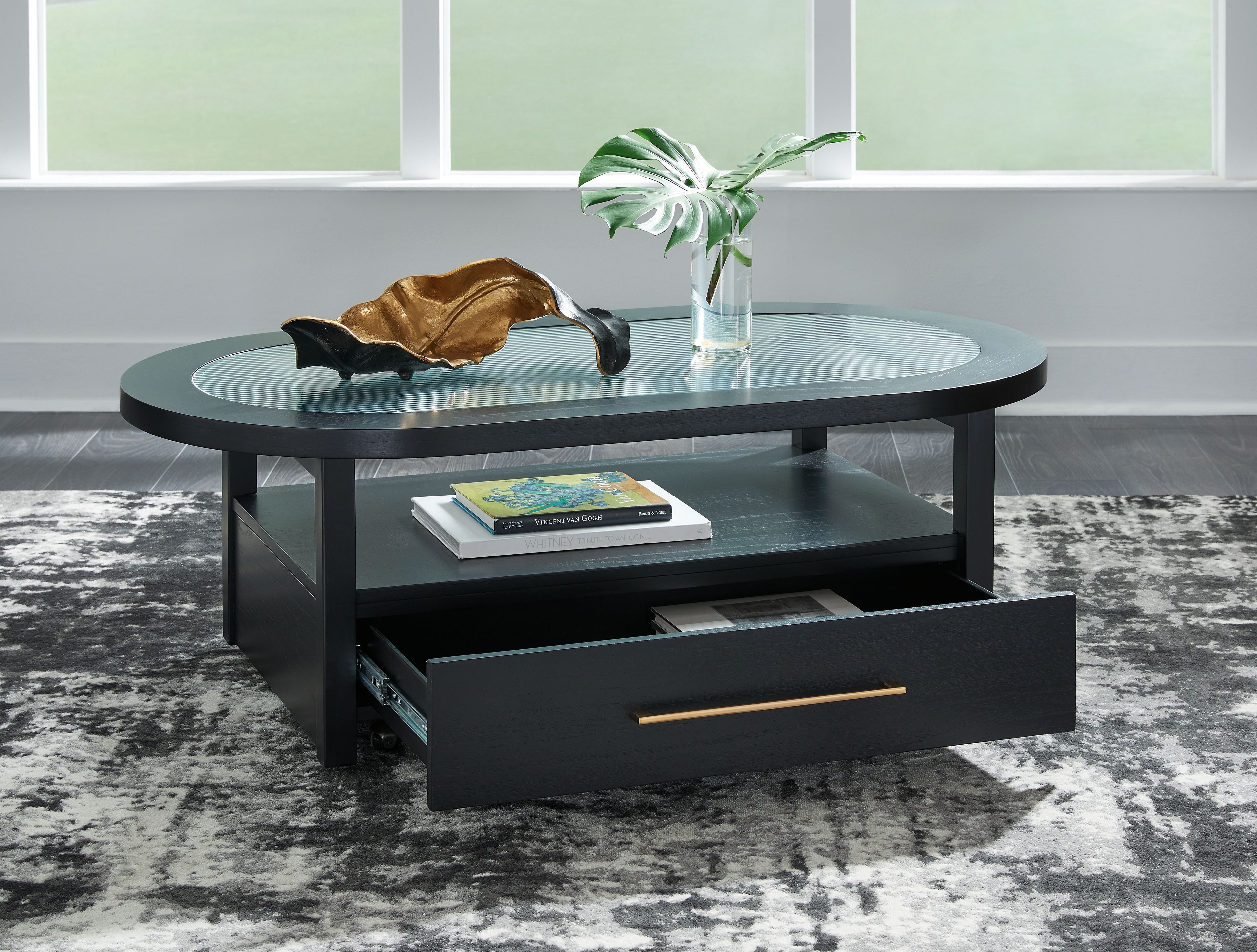 Winbardi - Black - Oval Cocktail Table