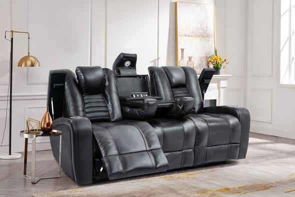 Cheers - 2 PC Bolero Black Power Headrest Reclining sofa & Power Headrest Reclining Loveseat